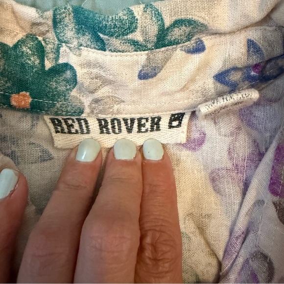 Vintage Red Rover Linen Floral Sleeveless Button-Up Shirt Size M Women - Picture 5 of 8